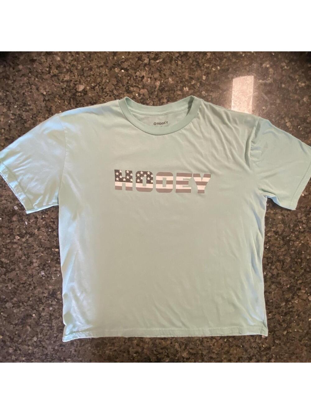 Hooey Men's XL Light Blue American Flag Graphic Logo T-Shirt Cotton Blend